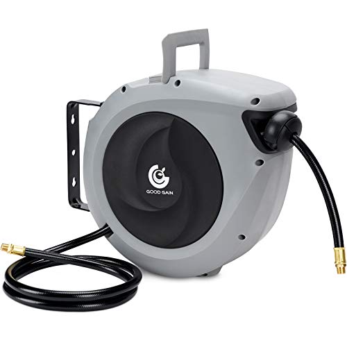 G GOOD GAIN Air Hose Reel Retractable 3/8 in. x 50 ft, Grey