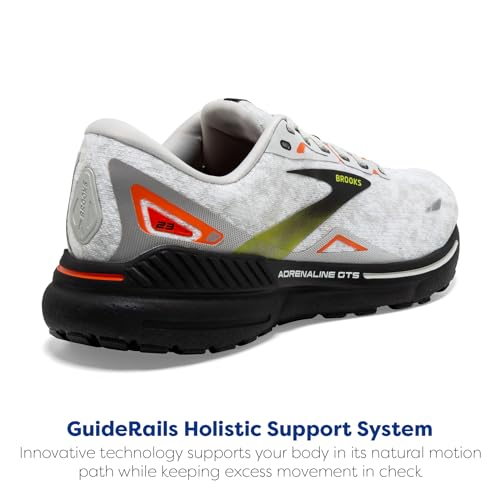 Brooks Men’s Adrenaline GTS 23 Supportive Running Shoe - Oyster/Black/Red Orange - 12 Medium