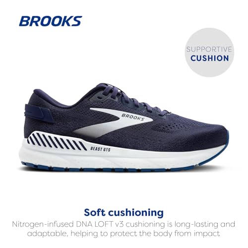 Brooks Men’s Beast GTS 24 Supportive Running & Walking Shoe - Peacoat/True Navy/White - 11.5 X-Wide