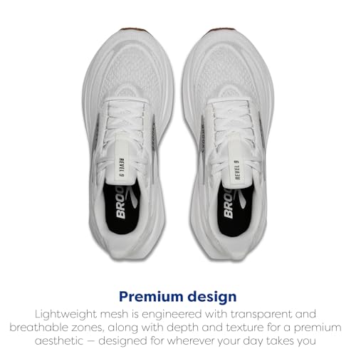 Brooks Women’s Revel 9 Neutral Running & Walking Shoe - White/Grey/Black - 8 Wide
