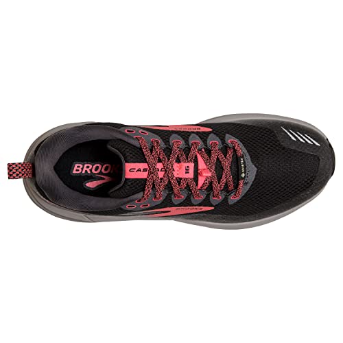 Brooks Women’s Cascadia 16 GTX Waterproof Trail Running Shoe - Black/Blackened Pearl/Coral - 7.5 Medium