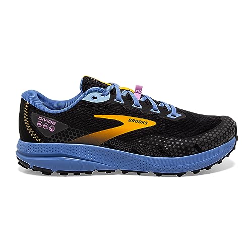Brooks Women’s Divide 3 Trail Running Shoe - Black/Blue/Yellow - 8 Medium
