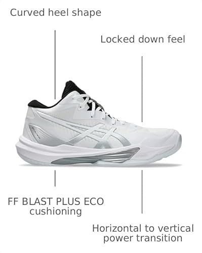 ASICS Men's Sky Elite FlyteFoam Mid Top 3 Volleyball Shoes, 12.5, White/White