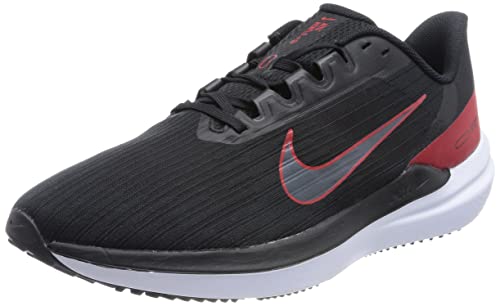 Nike Men's Air Winflo 9 Running Shoes, Black/University Red, 10.5