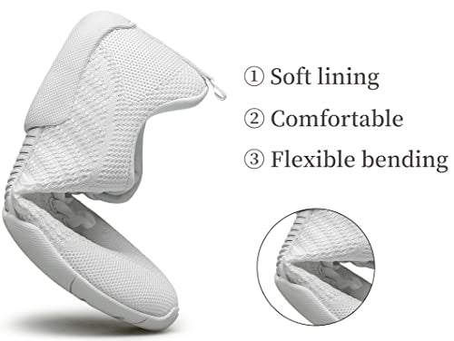 BAXINIER Girls White Cheerleading Shoes Breathable Youth Cheer Competition Sneakers Athletic Training Dance Tennis Walking Shoes - White 3 Big Kid