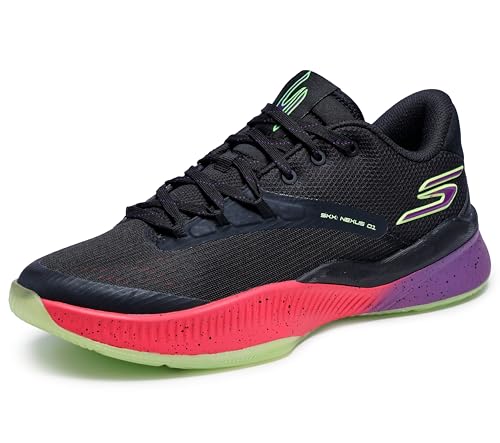 Skechers Men's Basketball SKX Nexus Sneaker, Black/Purple, 10