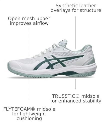 ASICS Men's Game FlyteFoam Tennis Shoes, 10, White/Dark Neptune