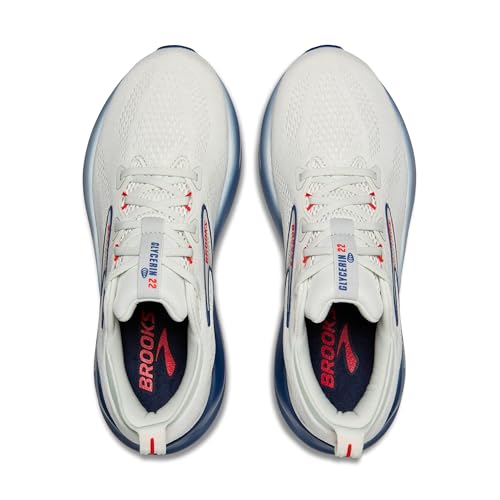 Brooks Men’s Glycerin 22 Neutral Running Shoe - Gray/Navy Peony/Fiery Red - 9.5 Medium
