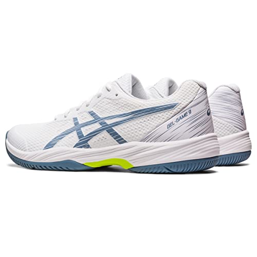 ASICS Men's Gel-Game 9 Tennis Shoe White/Steel Blue 9.5 D (M)