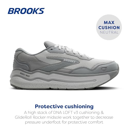 Brooks Men’s Ghost Max Suede/Leather Neutral Running & Walking Shoe - Primer Grey/Oyster/Alloy - 9 Medium