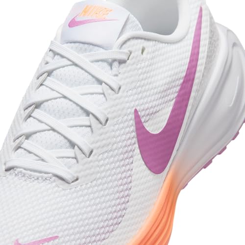 Nike Women's Revolution 8 Road Running Shoes, White/Light Magenta-Orange Pulse, 8