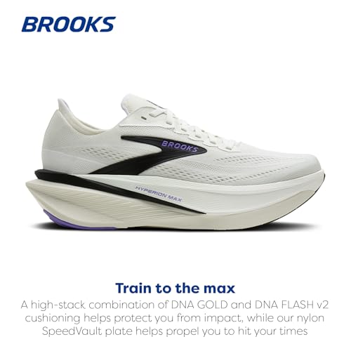 Brooks Men’s Hyperion Max 4 Neutral Running Shoe - Grey/Black/Purple Hebe - 12 Medium