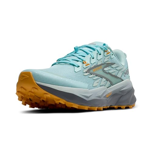 Brooks Women’s Cascadia 19 Mountain Trail Running Shoe - Clearwater/Primer Grey/Apricot - 8.5 Medium