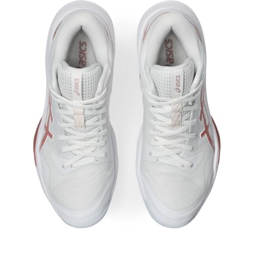 ASICS Women's Sky Elite FlyteFoam Mid Top 3 Volleyball Shoes, 7.5, White/MORGANITE