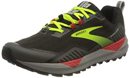 Brooks Men's Cascadia 15 Trail Running Shoe - Black/Raven/Cherry Tomato - 7 Wide