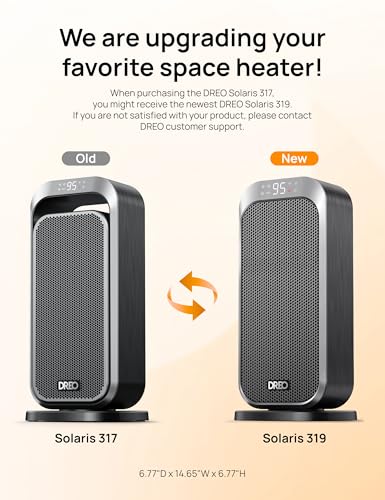 DREO Quiet Space Heater, 1500W Portable Heaters for Indoor Use with Remote, 70° Oscillation, Fast and Safety Electric PTC Ceramic for Desk Office Bedroom, 12H Timer