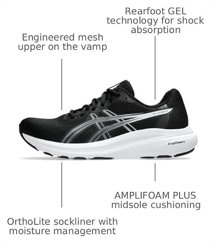 ASICS Men's Gel-Contend 10 Running Shoes, 12, Black/White