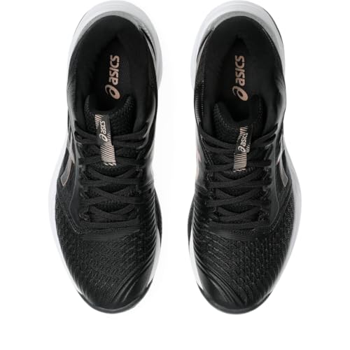 ASICS Women's Netburner Ballistic FlyteFoam Mid Top 3 Volleyball Shoes, 10.5, Black/Rose Gold