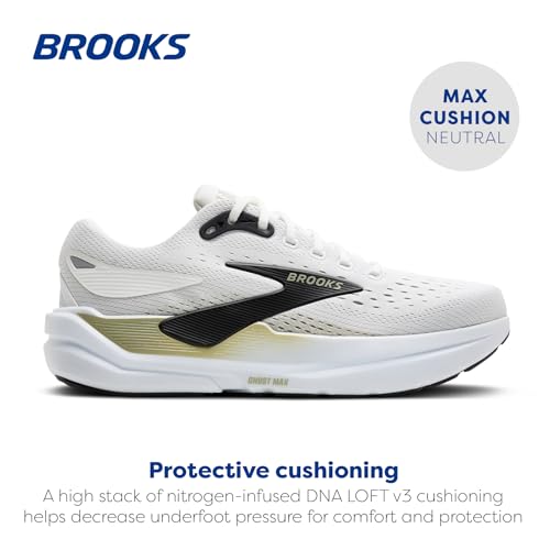 Brooks Men’s Ghost Max 3 Neutral Running & Walking Shoe - Bright White/Tea/Black - 11.5 Medium