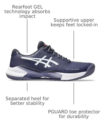 ASICS Men's Gel-Challenger 14 Tennis Shoes, 14, Indigo Fog/White