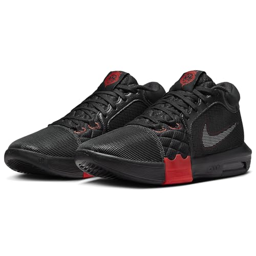 Nike Men's Lebron Witness VIII Basketball Shoes, Black Red 005, 10.5 US