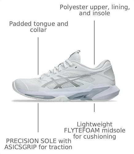 ASICS Women's Solution Speed FlyteFoam 4 Clay Tennis Shoes, 9, White/Pure Silver