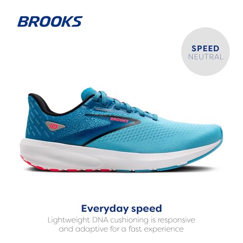 Brooks Men’s Launch 10 Neutral Running Shoe - Crystal Seas/Blue Jay/Black - 10.5 Medium