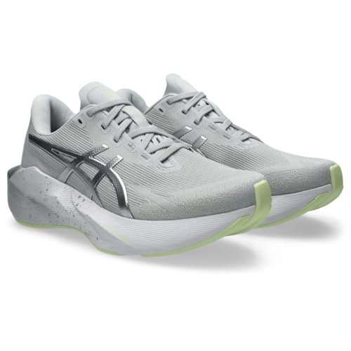ASICS Mens, Novablast 6 Platinum, Platinum/Glow Green, 8, Medium