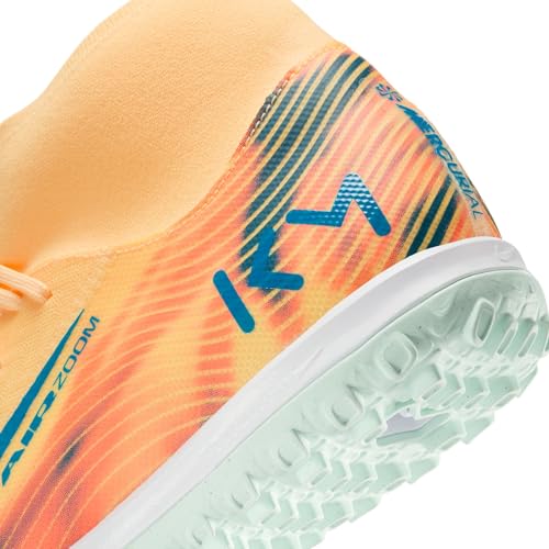 Nike Mercurial Superfly 10 Academy Kylian Mbappe Turf High-Top Soccer Shoes (Melon Tint/Igloo/Neo Turquoise) Size 9