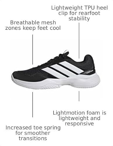 adidas Men's Gamecourt 3 All Court Tennis, BlackWhiteWhite, 9