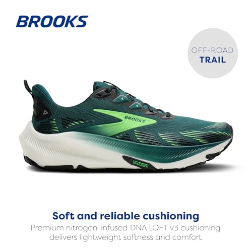 Brooks Men's Ghost Trail, Off-Road Running Shoe for Rugged Terrain - Atlantic Deep/Black/Green - 13 Medium