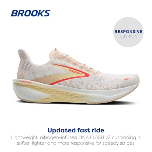 Brooks Women’s Hyperion 2 Neutral Running Shoe - White/Peach/Coral - 9 Medium