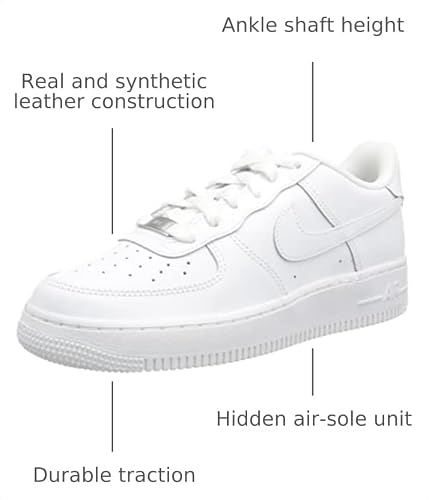 Nike Air Force 1 Lv8 GS Boys' Basketball Shoes, White, 6 US
