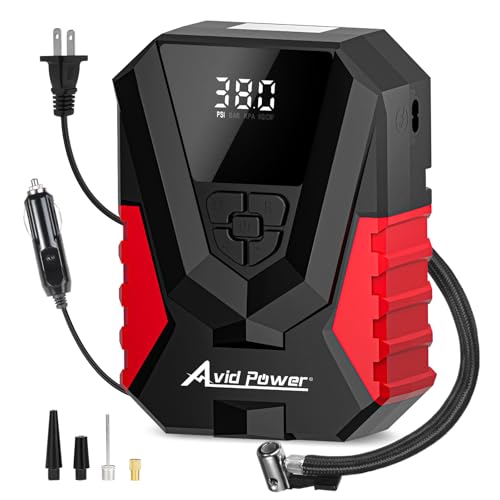 AVID POWER Tire Inflator Portable Air Compressor, 12V DC/110V AC, Compact