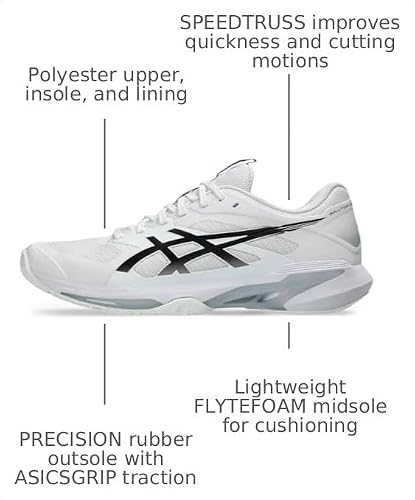 ASICS Men's Solution Speed FlyteFoam 4 Tennis Shoes, 15, White/Black