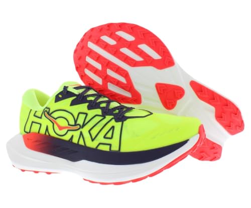 Hoka Men's Rocket X Trail Sneaker, Neon Yuzu/Neon Flame, 10.5