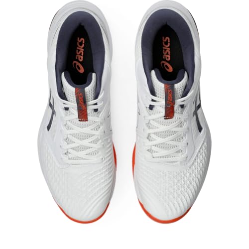 ASICS Men's Netburner Ballistic FlyteFoam Mid Top 3 Volleyball Shoes, 7, White/Indigo Fog