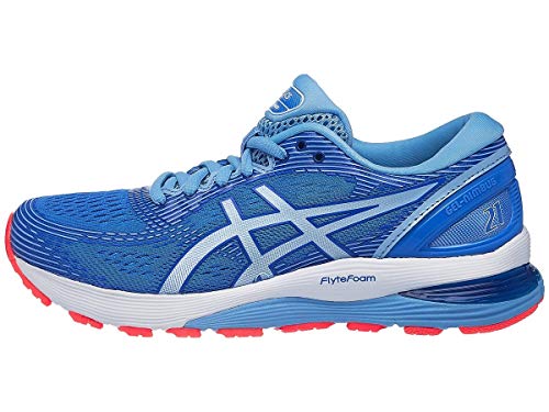 ASICS Women's Gel-Nimbus 21 Running Shoes, 8, Blue Coast/Skylight