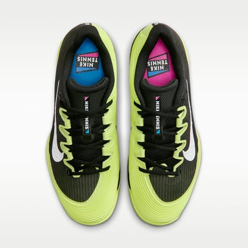Nike Vapor 12 Women's Hard Court Tennis Shoes (Black/Light Lemon Twist/Blue Ribbon Heather/White) Size 9
