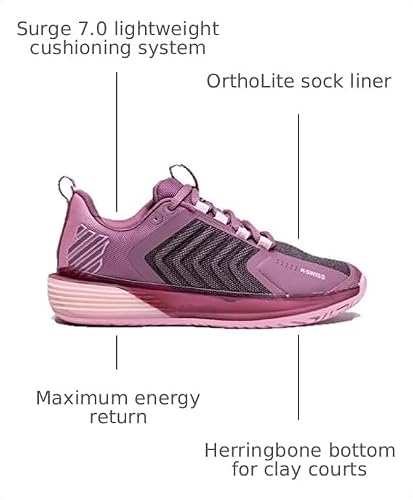 K-Swiss Women's Ultrashot 3 Tennis Shoe, Grape Nectar/Cameo Pink, 7.5 M