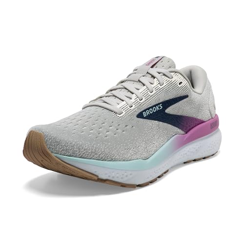 Brooks Women’s Ghost 16 Neutral Running Shoe - White/Grey/Estate Blue - 11 Medium