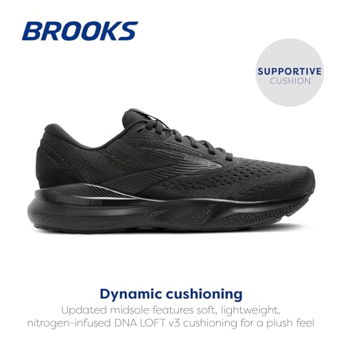 Brooks Women’s Adrenaline GTS 24 Supportive Running Shoe - Black/Black/Ebony - 9.5 Medium