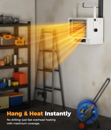 Oylus Electric Garage Heater for Indoor Use - 5000W, 240V Wall/Ceiling/Floor Mounted Shop Heater, Dual Overheat Protection & 3 Adjustable Angles, Industrial Heavy-Duty Heaters for Workshop, Warehouse