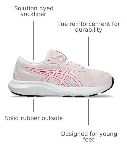 ASICS Kid's Contend 9 Grade School Running Shoes, 4.5, Pale Pink/White