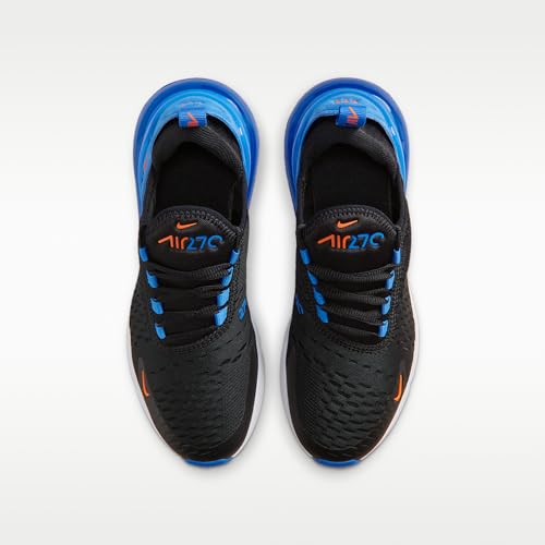 Nike Air Max 270 Big Kids' Shoes (Black/Blue Crystal/White/Turf Orange) Size 4.5