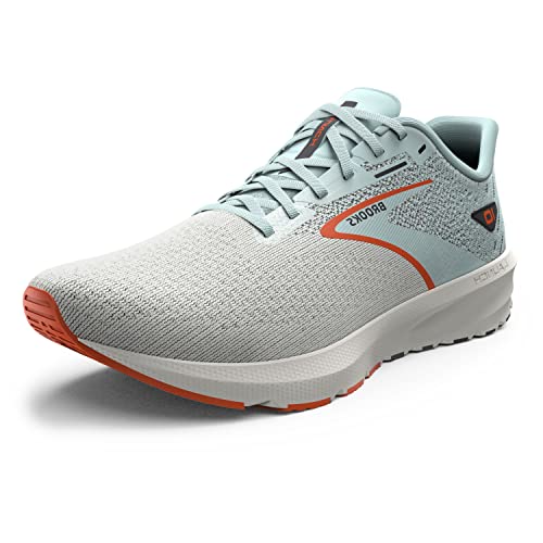 Brooks Men’s Launch 10 Neutral Running Shoe - Coconut/Skylight/Red Orange - 10.5 Medium