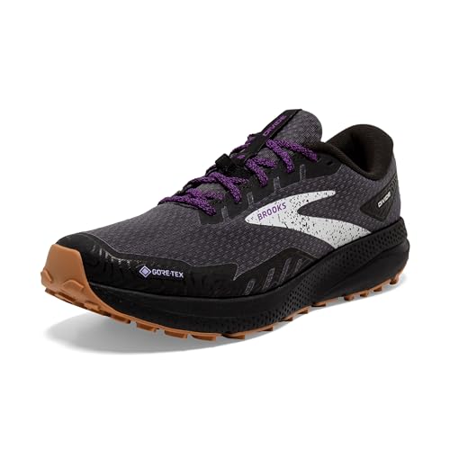 Brooks Women’s Divide 4 GTX Waterproof Trail Running Shoe - Black/Blackened Pearl/Purple - 7.5 Medium