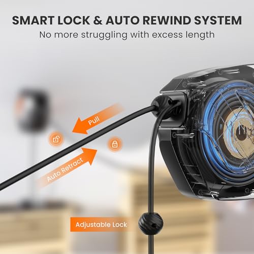 Giraffe Tools Retractable Extension Cord Reel 50FT 12 Gauge SJTOW