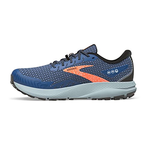 Brooks Men’s Divide 4 Trail Running Shoe - Blue/Navy/Firecracker - 7 Medium