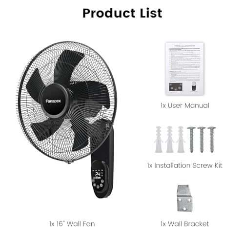 Fanspex 16" Wall Mounted Fan for Home Garage Workshop Greenhouse